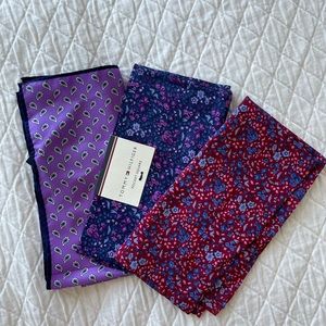 Set of 3 pocket squares, 1 silk, 2 cotton